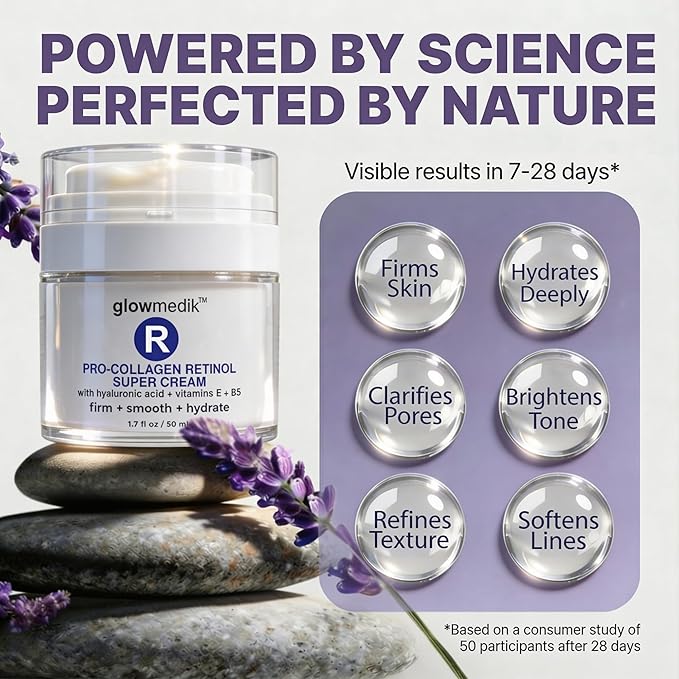 Anti-Aging Face Cream with Retinol & Hyaluronic Acid – Made in USA – Pro-Collagen Night Cream for Women & Men – Firming Face & Neck Moisturizer for Fine Lines, Wrinkles & Aging Skin – 1.7 fl oz