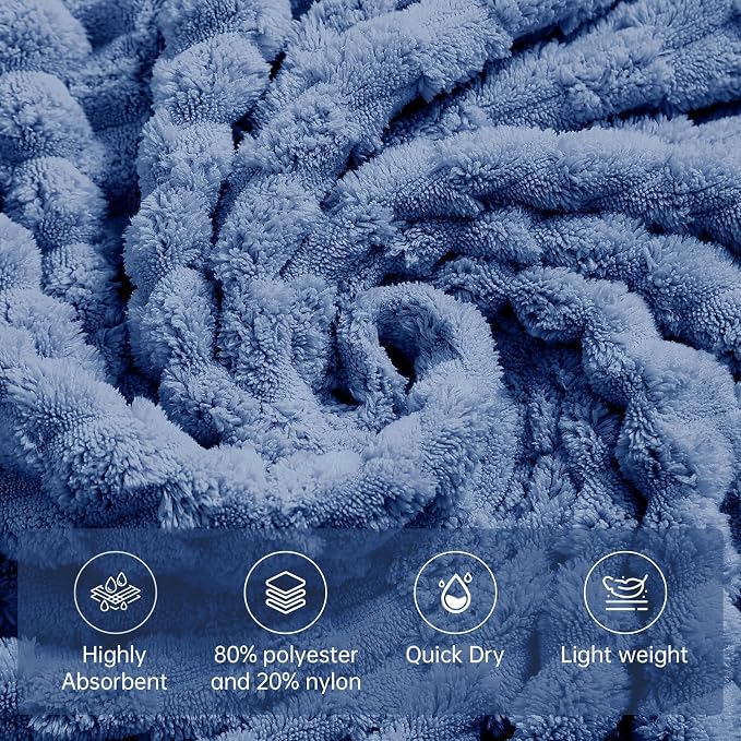 Oversized Bath Towels 40x80 Inches Extra Large Bath Sheets for Adults Super Soft Quick Dry Highly Absobent Microfiber Shower Towels for Bathroom（Blue, 6Piece