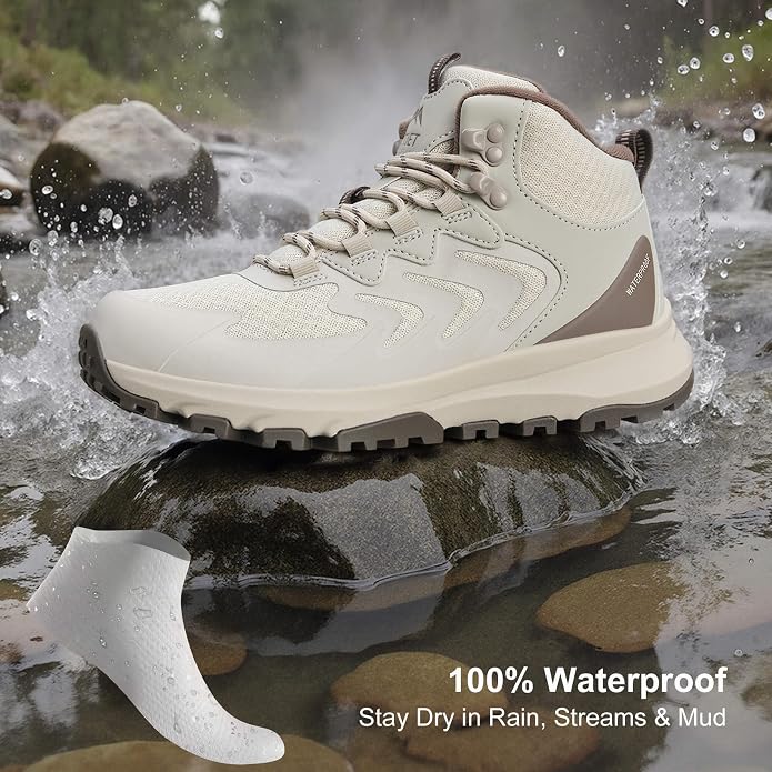 Women's Waterproof Hiking Boots Lightweight Comfortable Non-Slip Outdoor Walking Trekking Trails Boot