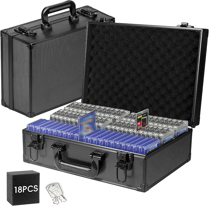 ANNLOV Toploader Storage Box for 3"x4" 35pt Rigid Cards, Holds 600+ Toploaders, Sports Card Storage Case Organizer, Trading Card Storage Box with Lock,Card Case Holder