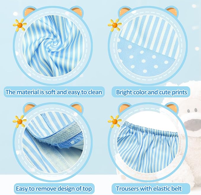 Civaner Stripe Bear Clothes Stuffed Animal Clothes 12 -16 Inch Build a Lovely Stuffed Animal Costumes and Accessories Fit, Bear is Not Included(Blue)