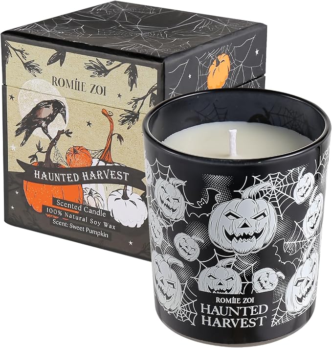 ROMIIE ZOI Scented Candle - Haunted Harvest Halloween - 6oz Soy Wax Candle for Autumn, Gift for Her/Him