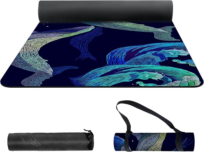 nuveti Yoga Mat Print Extra Thick TPE Non Slip Fitness Exercise Mat with Carrying Bag,72"x24" Extra Thick 6MM Exercise & Workout Mat for Yoga, Pilates Fitness and Floor Exercises