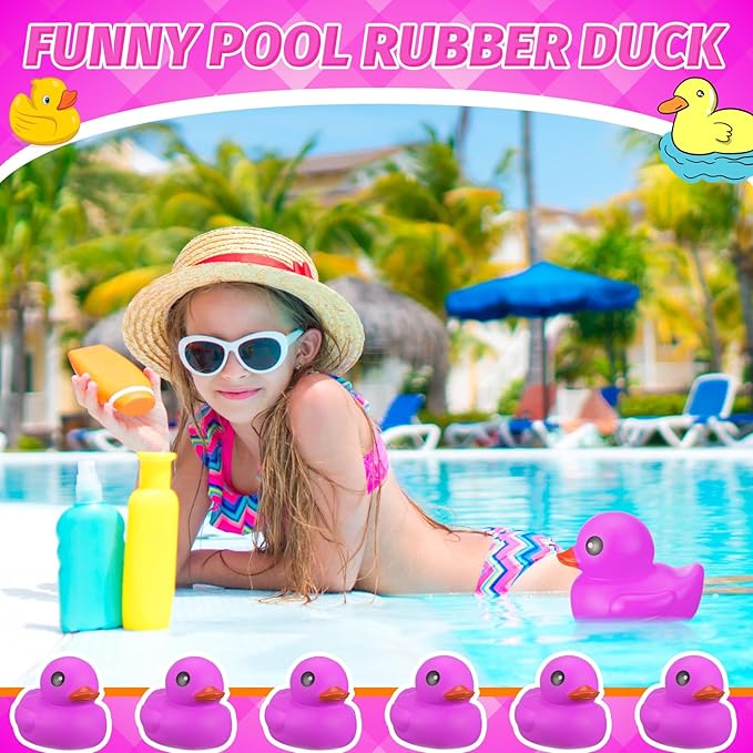 Honoson 6.89 Inch Giant Rubber Duck Big Rubber Duck Large Duckling Bath Toy with Squeaky Sound for Summer Baby Shower Birthday Party Favor Gift(Purple)