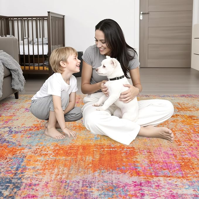 10x14 Area Rug Living Room Rug: Washable Modern Abstract Soft Thin Rug Indoor Floor No Slip Carpet for Bedroom Dining Room Farmhouse Nursery Home Office - Galaxy Haze