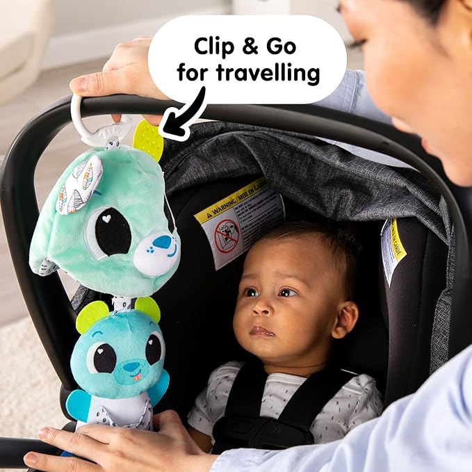Lamaze 3-in-1 Surprise Bear Clip-On Baby Toy Clip and Go Stroller Toys for Home and Travel Sensory and Tummy Time Toys - Ages 0 Months and Up