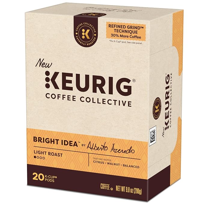 Keurig Coffee Collective, Bright Idea by Alberto Azeredo, Light Roast Coffee, Single Serve Keurig K-Cup Pods, 20 Count