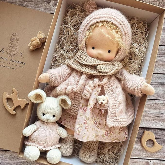 Handmade Waldorf Doll, Handmade Crocheted Vintage Cute Doll