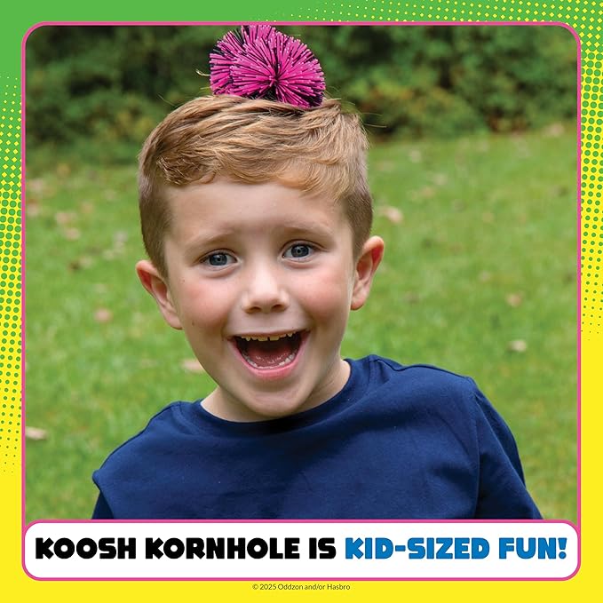 Koosh Kornhole, Cornhole Set for Kids - Outdoor Toys for Boys and Girls, Perfect for Beginners, Preschool Toys, Easy Storage, 1 Kornhole Board, 6 Koosh Balls Included, Ages 5+