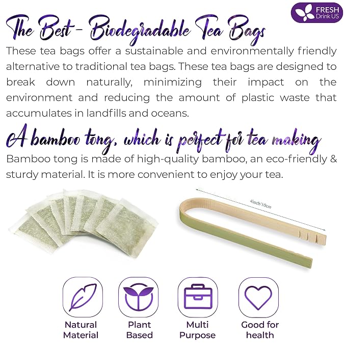 FreshDrinkUS, Premium 75 Tea Bags Lavender Mint Tea, 100% Natural, Blend of Lavender, Peppermint, Sage and Licorice. Made with Natural Material Tea Bags. No Sugar, No Caffeine, Vegan.