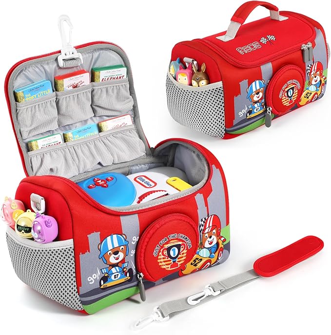 Carrying Case Compatible with Little Tikes for Story Dream Machine Books Starter Set, Portable Storage Bag with Handle and Shoulder Strap for Storytime, Storybook, Character Accessories (Red)