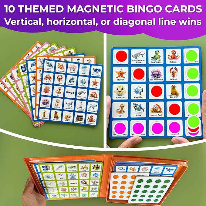 QUOKKA Magnet Game for Kids 3-5 - Bingo Game Kids Ages 4-8 - Travel I Road Trip I Plane I Car Ride - Magnetic Toddler Travel Toys