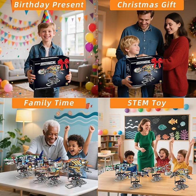 Mechanical Turtle Building Set with Lights, Rotatable Link Components & Display Stand, STEM Building Set for Boys and Girls 8-14, Home Office Decor for Adults, Mechanical Enthusiasts（659PCS）