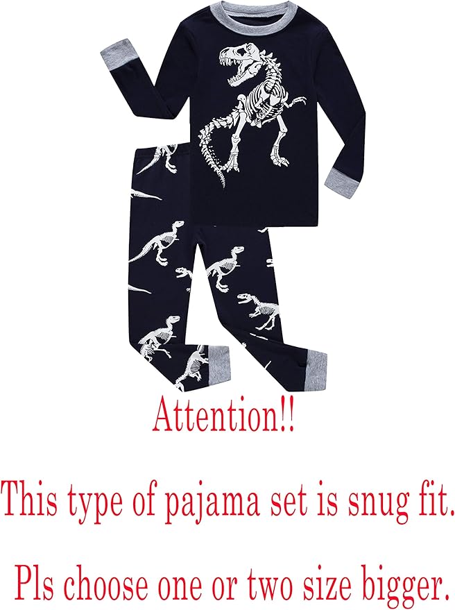 KikizYe Little Big Boys Girls Pajamas Set Kids PJs 100% Cotton Sleepwear