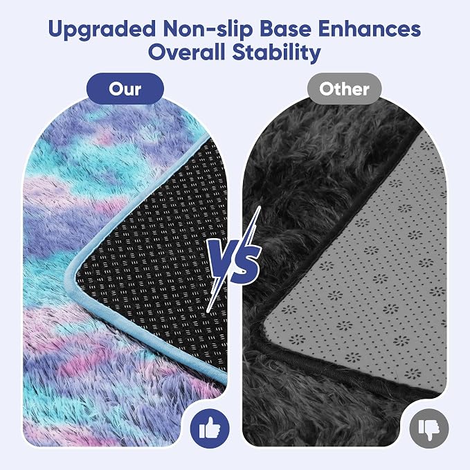 Rainbow Fluffy Rugs for Girls Bedroom: 6x9 Large Shag High Pile Area Rug Upgrade Non-Slip Plush Fuzzy Living Room Rug Shaggy Soft Indoor Floor Carpet Nursery Rugs for Kids Baby Toddler Home Decor