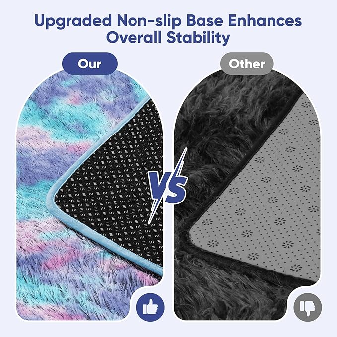 Rainbow Fluffy Rugs for Girls Bedroom: 5x7 Large Shag High Pile Area Rug Upgrade Non-Slip Plush Fuzzy Living Room Rug Shaggy Soft Indoor Floor Carpet Nursery Rugs for Kids Baby Toddler Home Decor