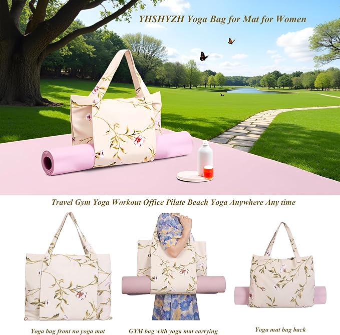 Yoga Mats bag for Women, Canvas Bags for Yoga Mat & Blocks Women, Floral Gym Valentine's Day Gifts for Yoga Lover