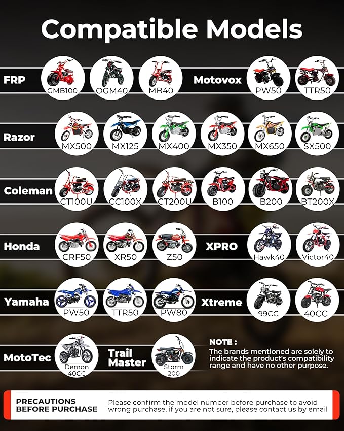 Dirt Bike Training Wheels 4PR Compatible with Razor MX500 MX125 MX400 MX350 MX650 SX500 & PW50 CRF50 XR50 TTR50 PW80, CT100U CC100X CT200U, Adjustable Height, 10 Years Warranty