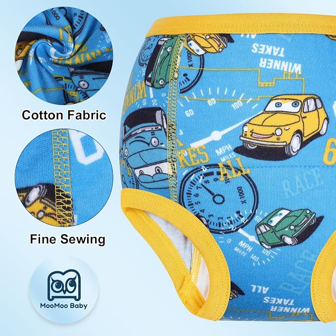 MooMoo Baby Potty Training Underwear 10 Packs Absorbent Toddler Training Pants for Boys and Girls Cotton Pee Pants 2T-9T