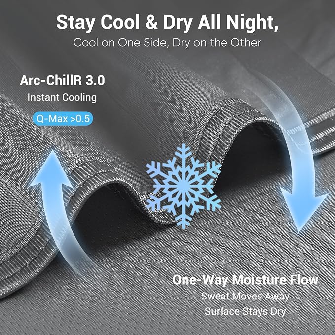 Elegear Cooling Blanket for Hot Sleepers, One-Way Moisture Flow 79" x 86" | Arc-Chill® 3.0 Q-Max>0.5 Cooling Fabric with One-way Moisture Flow Helps Keep Skin Cool & Dry & Breathable, No Sticky Feeling