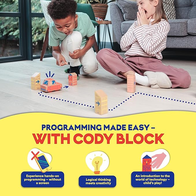 Cody Block U-Turn Expansion Set, Educational Wooden Building Blocks and Car STEM Toys for Preschool Kids Ages 3+