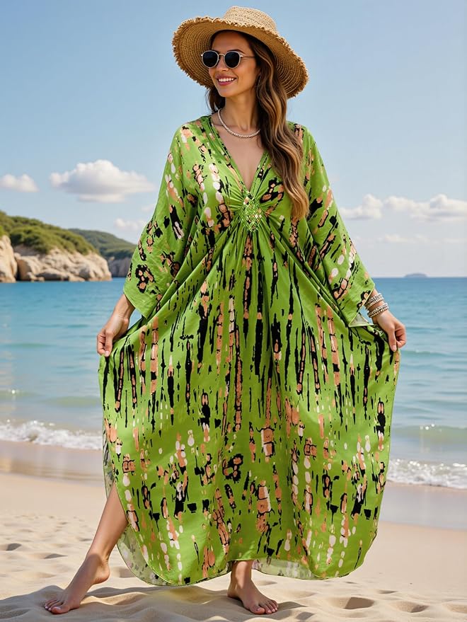 Mumu Dresses for Women Plus Size, Bohemian Kaftan Beach Cover Up Long Maxi Nightgown Soft Loungewear