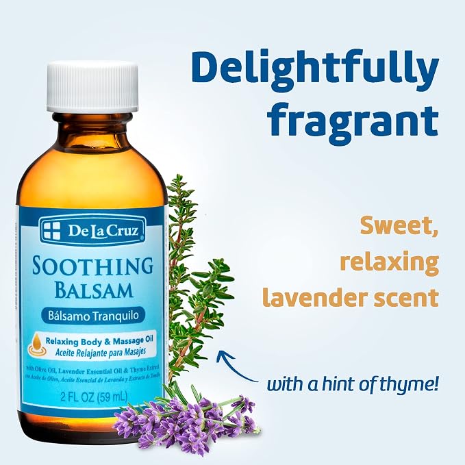 De La Cruz Soothing Balsam/Bálsamo Tranquilo Massage Oil, No Artificial Colors, Fragrances or Preservatives, Made in USA 2 FL. OZ.