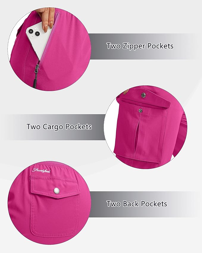 Soothfeel Women's Cargo Capris Pants with 6 Pockets Lightweight Quick Dry Travel Hiking Summer Pants for Women Casual
