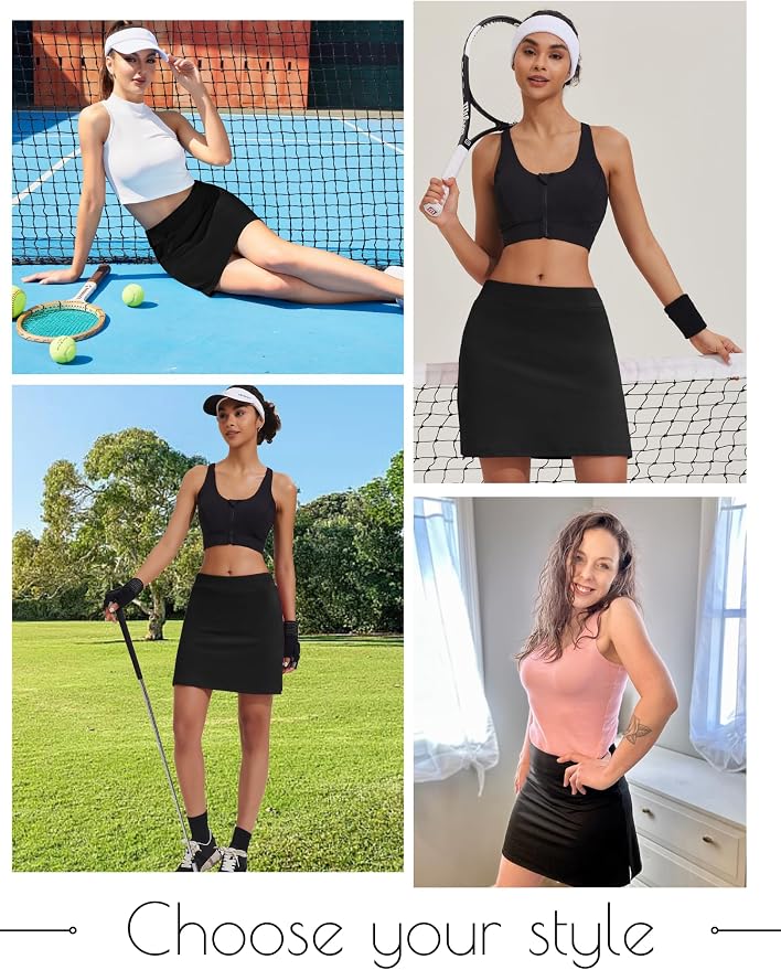 Ekouaer Women's Active Performance Skort Lightweight Skirt for Golf Tennis | Built-in Shorts, A Line, High Waisted, Tummy Control, Pickleball, Running, Workout, Sports, Skorts for Woman
