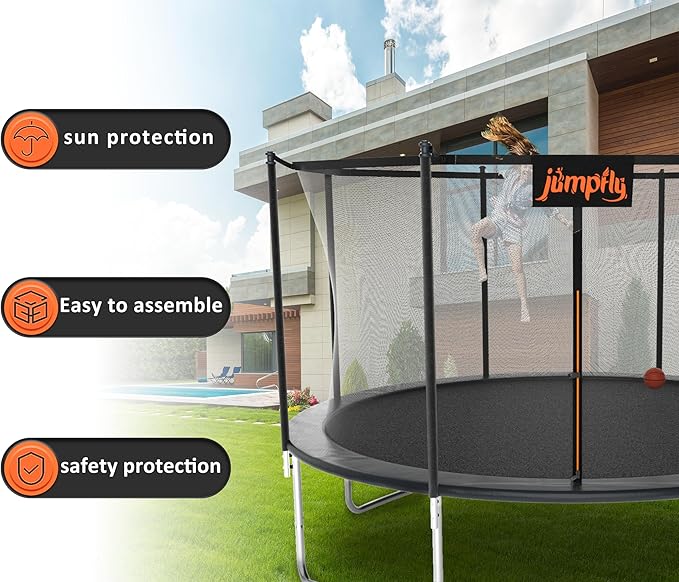 jumpfly 10/12/14FT Trampoline Net(Net Only),Trampoline Replacement Safety Enclosure,Fit for 8/6 Poles Round Frame Trampoline,Breathable&Weather-Resistant Trampoline Accessories with Adjustable Straps