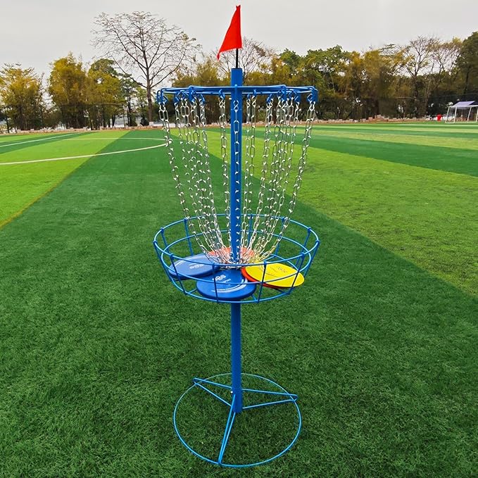 TARUMG Disc Golf Basket - Portable Disc Golf Target with Heavy Duty 24-Chains Come with Transit Bag and 3pcs Disc Golf Discs, Ground Stake -Suitable for Players of All Levels - Multi Color Available