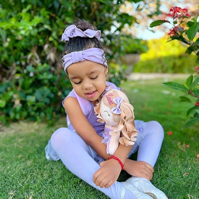 Gloveleya Personalized Ballerina Doll – Custom Name Plush Lavender Ballet Girl 13", Gift for Birthday, Baby Shower, Christmas & Holiday Keepsake for Toddlers and Little Girls