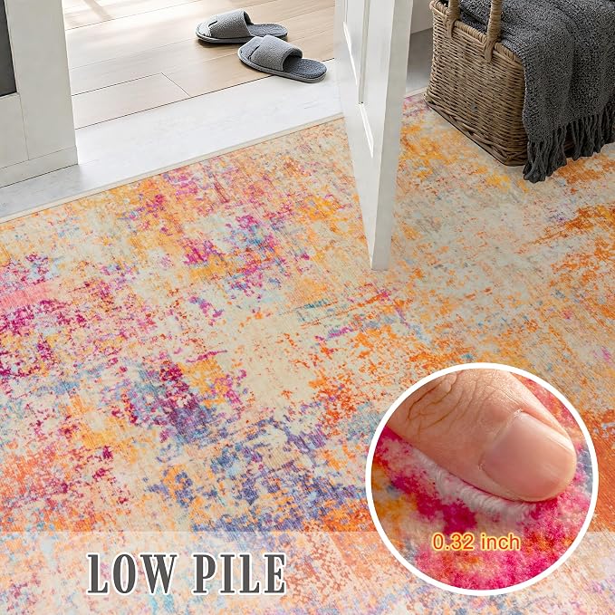 9x12 Area Rug Living Room Rug: Washable Modern Abstract Soft Thin Rug Indoor Floor No Slip Carpet for Bedroom Dining Room Farmhouse Nursery Home Office - Galaxy Haze