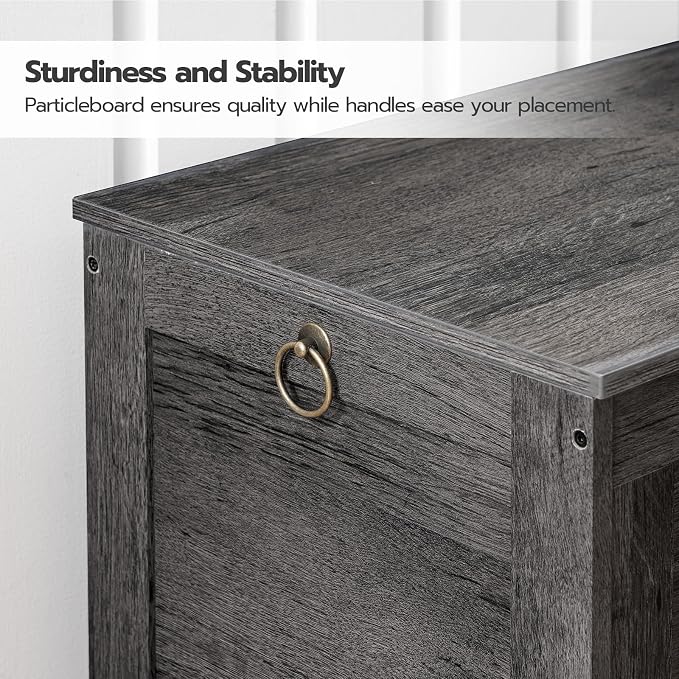 HOOBRO Toy Box, Retro Wooden Look Storage Chest with Safety Hinge, Entryway Storage Bench Supports 220 lb, 29.9 x 15.7 x 18.9 Inches Toy Chest Organizer, Easy Assembly, Charcoal Black BC75CW01G1