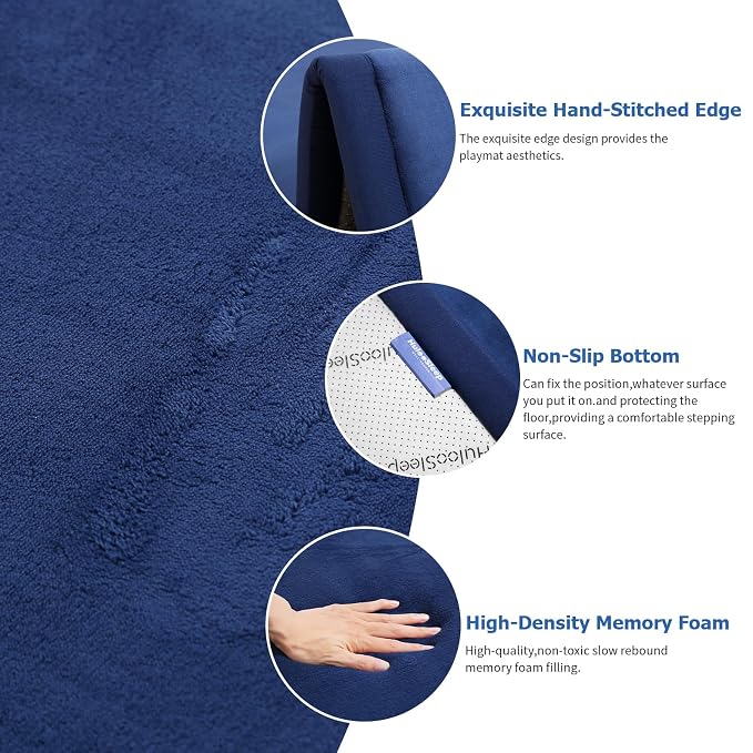 Extra Large 79"x118" Baby Activity Play Mat for Floor, 1.3" Thick Elasti Foam for Tummy Time & Crawling, Non-Slip Nursery Rug for Infants, Toddlers & Kids, Tatami Style Mat for Yoga, Living Room, Classroom & Playroom(Royal Blue)