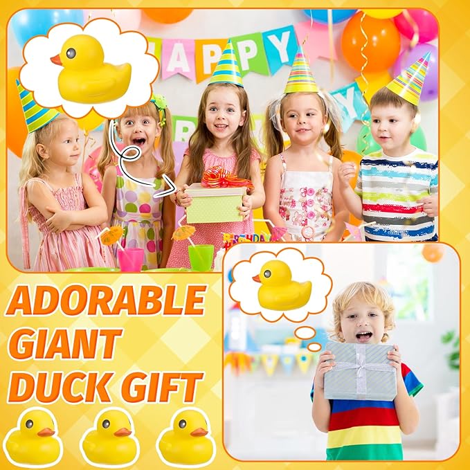 Honoson 6.89 Inch Giant Rubber Duck Big Rubber Duck Large Duckling Bath Toy with Squeaky Sound for Summer Baby Shower Birthday Party Favor Gift(Yellow)
