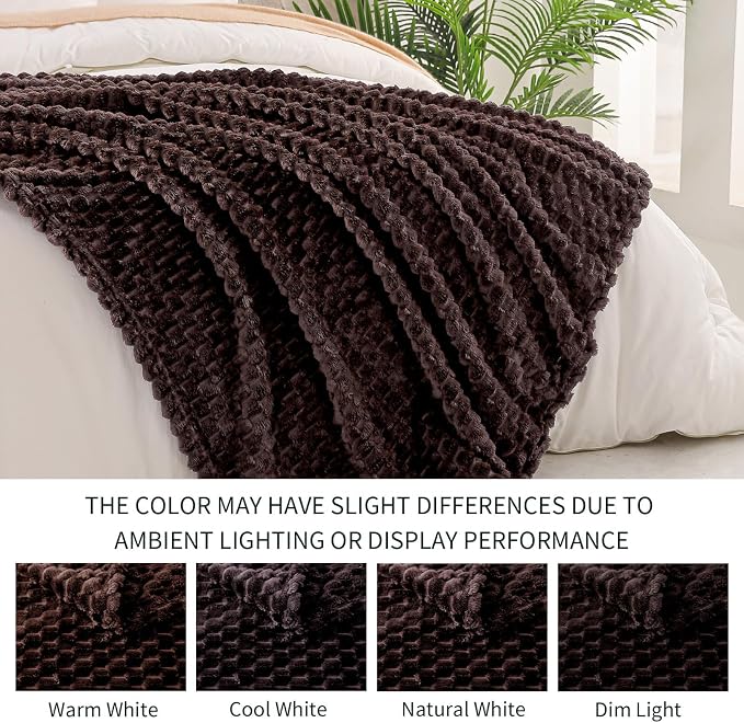 Exclusivo Mezcla 3D Fleece Twin Size Blanket for Bed, Coffee | Extra Soft Fuzzy Plush Lightweight Bed Blankets, Cozy Fluffy Decorative Blankets for All Seasons, 60x80 Inches