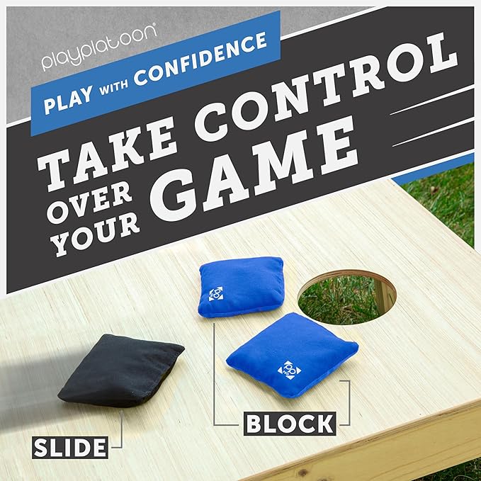 Professional Cornhole Bags - Set of 8 Regulation All Weather Double Sided - Sticky Side/Slick Side Bean Bags for Pro Corn Hole Game