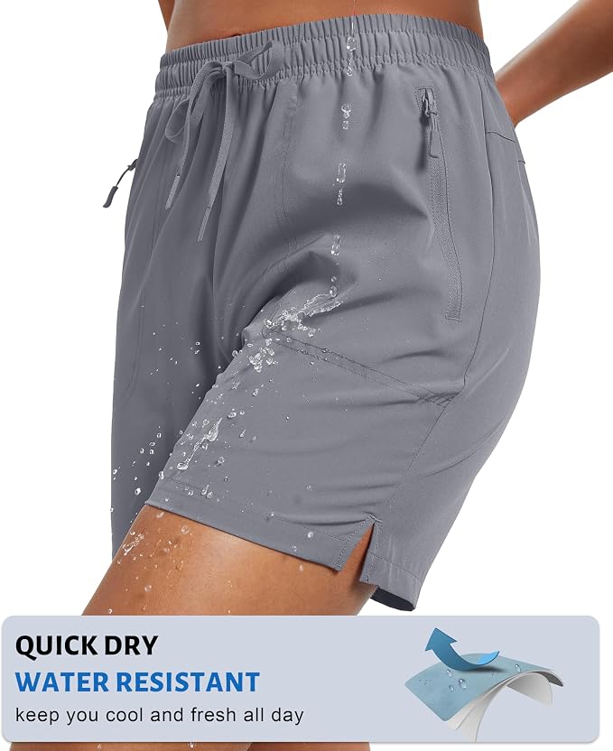 MAGCOMSEN Women's 5" Hiking Shorts UPF 50+ Quick Dry Lightweight Athletic Running Golf Summer Casual Shorts with Pockets