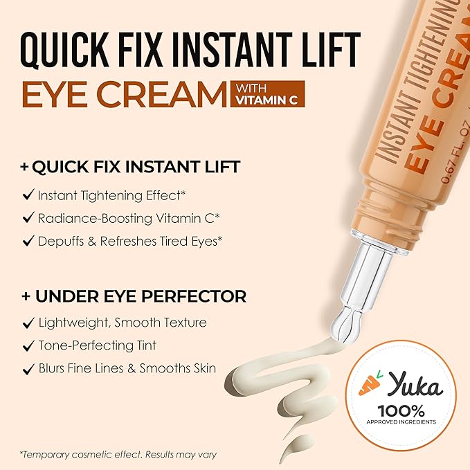 Quick Fix Vitamin C Instant Eye Tightener – Under Eye Cream for Dark Circles, Puffiness & Bags – Dermatologist Tested, Anti-Aging, Korean Skin Care – Vegan, Clean Beauty, Cruelty-Free – .67 Fl Oz