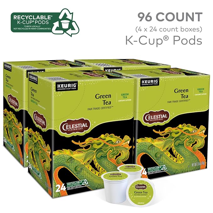 Celestial Seasonings Green Tea, Single-Serve Keurig K-Cup Pods, 96 Count