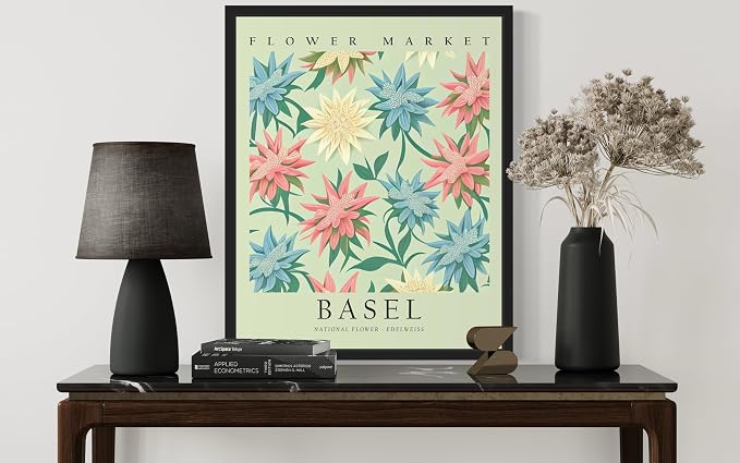 Switzerland Flower Market Unframed Art Print Poster, Wall Art Floral Painting Botanical Decor for Bedroom, Kitchen, Bathroom Livingroom Decoration 82B (Switzerland, 10"L x 8"W, Unframed)