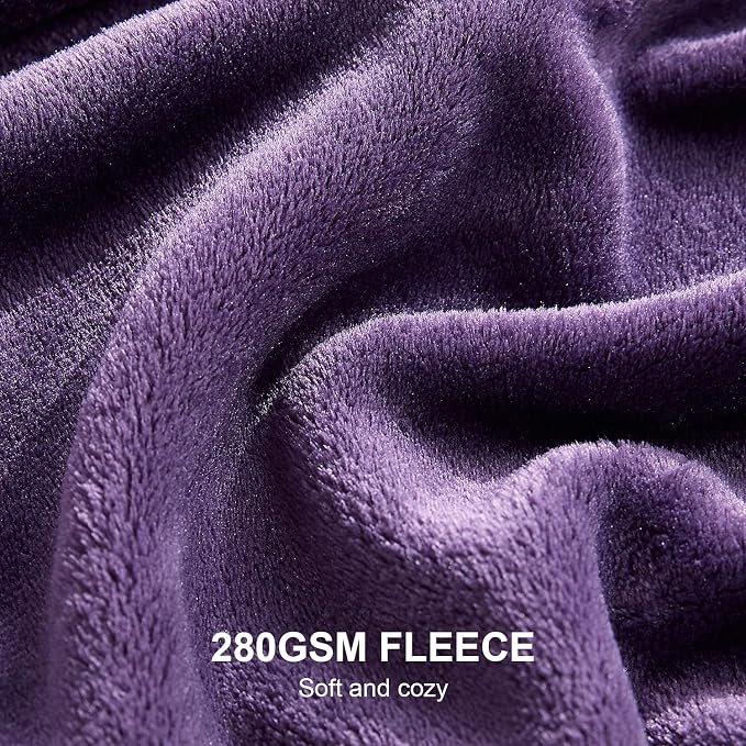 Hansleep Throw Purple Fleece Blanket, Soft Flannel Bed Blanket | Fuzzy Cozy Blanket 50x60 Inches, Multi-use for Bed, Sofa, Couch, Travel, Camping, All Season Warm Lightweight Cover