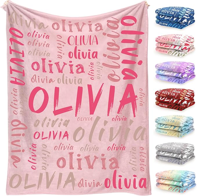 Personalized Name Blanket for Kids & Adults, Custom Name Blanket for Girls & Boys, Personalized Birthday Gifts