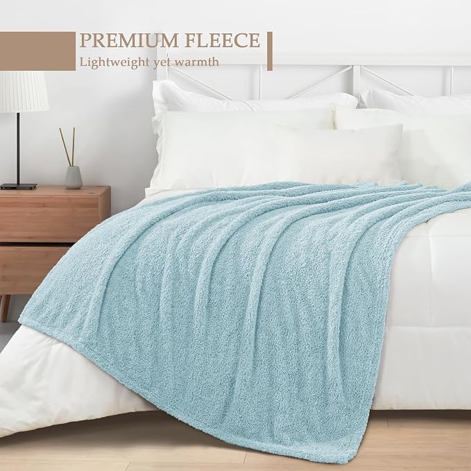 Exclusivo Mezcla Fleece Twin Size Blanket for Couch and Bed, 60" x 80" | Super Soft and Cozy Fluffy Blanket for Women, Lightweight and Fuzzy Blanket for Teens Back to School, All Season, Slate Blue