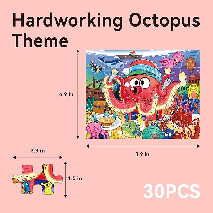 Dotimo 4-Pack Ocean Animal Puzzles for Kids Ages 3-5, Progressive Learning Puzzles with Storage Box – 24/30/35/48 Piece Educational Games for Toddlers, Family Activities & Gifts