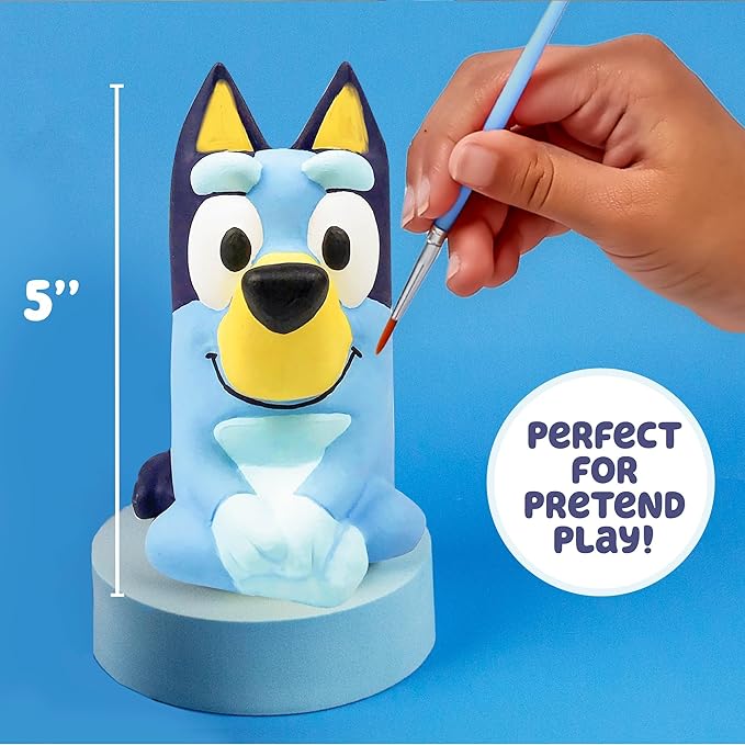 Bluey Paint Your Own Figurine, Fun Paintable Ceramic Figure, Includes 6 Acrylic Paints, Paintbrush, Toys, Birthday Decorations, Party Favors, Kids Activities, Figures