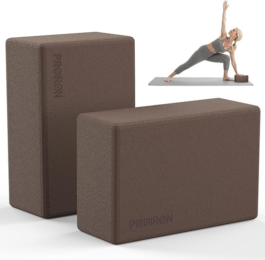 PROIRON Yoga Blocks, 2 Pack Supportive High Density Premium Eva Foam, Soft Non-Slip Surface with Curved Edges Stretch Blocks For Yoga, Pilates, Stretching