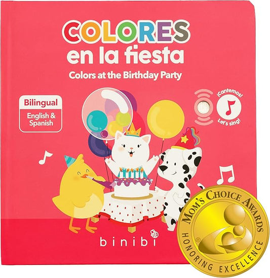 Binibi Spanish Musical Book Colors at The Birthday Party | Spanish Learning for Kids | Bilingual Book for Babies & Toddlers 1-3 | Libro en español para bebés