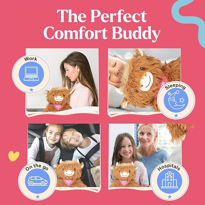 Lilly's Love Weighted Stuffed Animal, 5lb | Sensory Plush for Kids & Adults | Machine Washable Plushie w/Removable Inner | Calming Weighted Stuffed Animal for Anxiety, Highland Cow